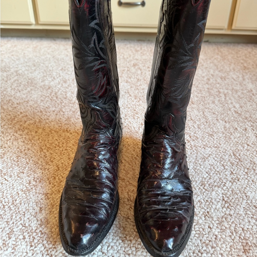 Lucchese cowboy boots. Wine/ Ostrich boot. Great condition